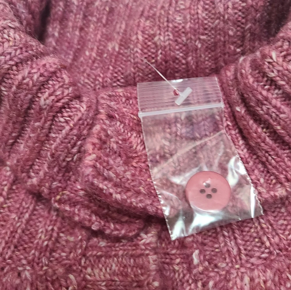 Women's Pink LL Bean Wool Blend Cardigan Turtleneck Sweater, New, Partial Tag - Picture 8 of 8